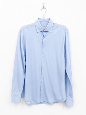 Stenströms Fitted Body Light Blue 100% Cotton Dress Shirt Men’s Medium